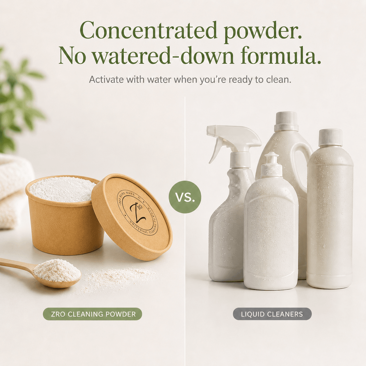Concentrated powder versus liquid cleaners